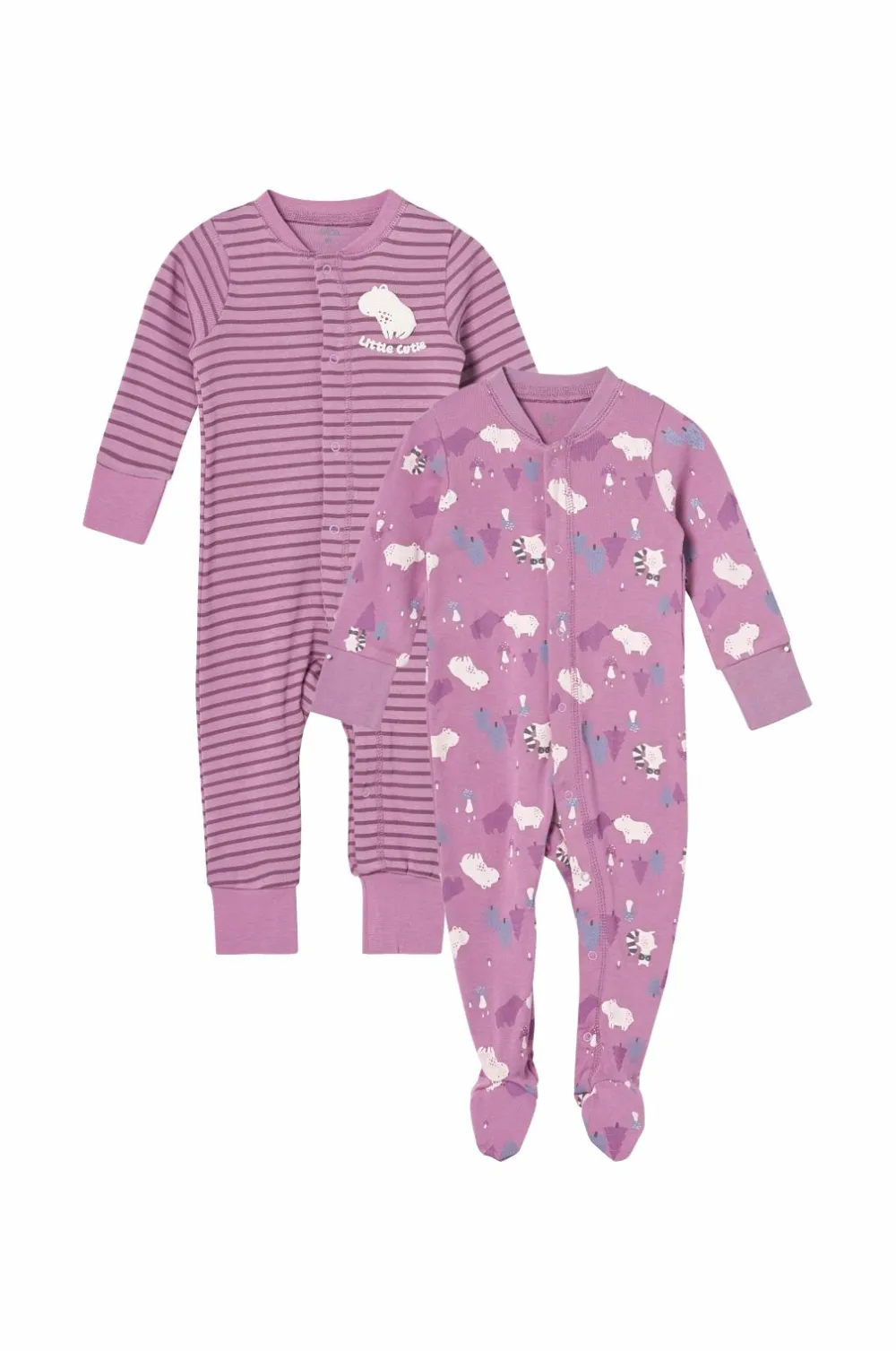 Ellos Collection Pyjamasoverall Everly 2-pak Mørke rosa stribet + mønstret Clearance