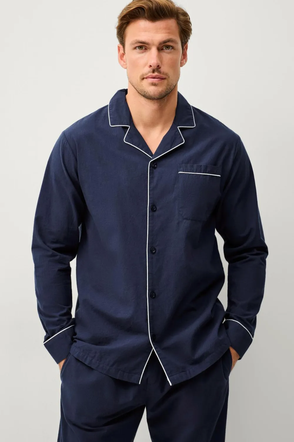 Ellos Collection Pyjamassæt i bomuldsbatist 2 dele Marineblå Online