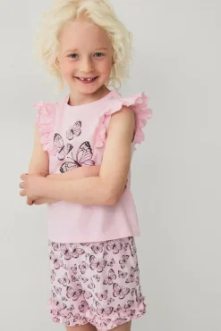 Ellos Collection Pyjamas Rosa sommerfugle mønster New