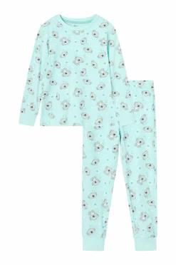 Ellos Collection Pyjamassæt i bomuldsjersey Turkis koala-mønstreret Online