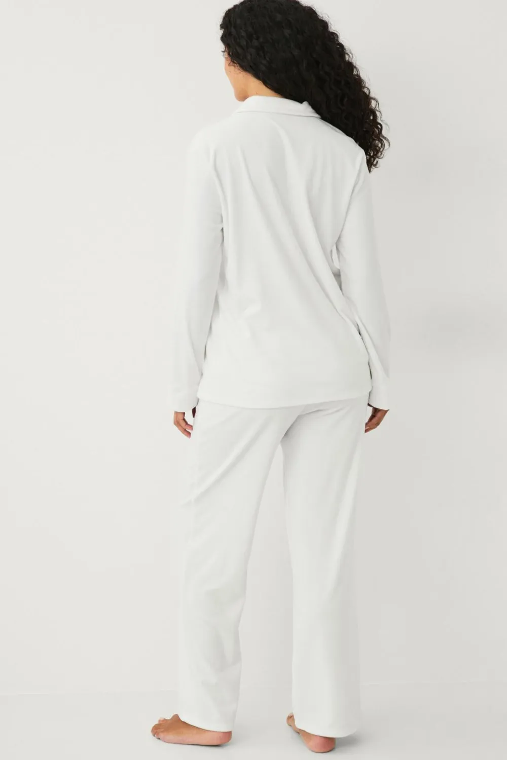 Ellos Collection Pyjamassæt i velour cremehvid New