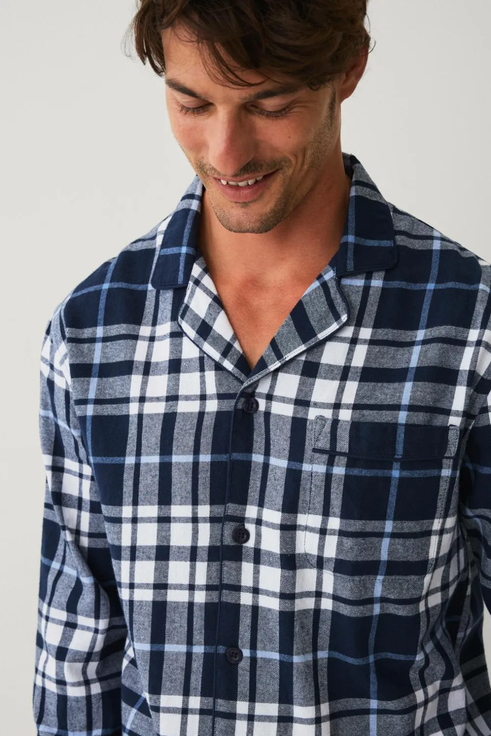 Ellos Nattøj & Homewear>Collection Pyjamassæt i flonel blå