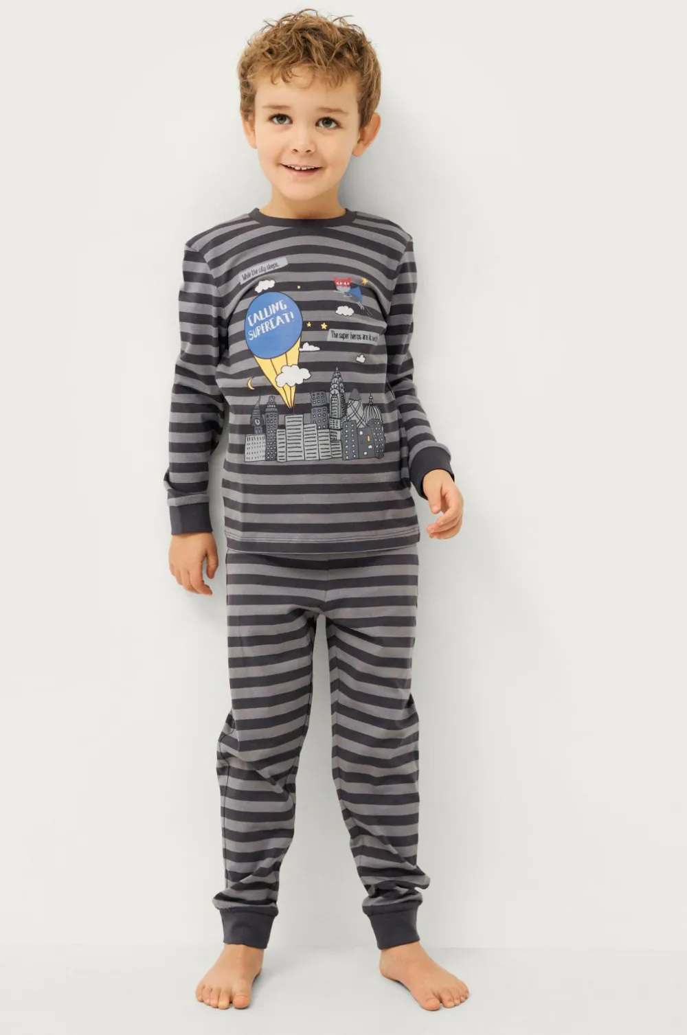 Ellos Nattøj & Homewear>Collection Pyjamas Ola Mørkegrå