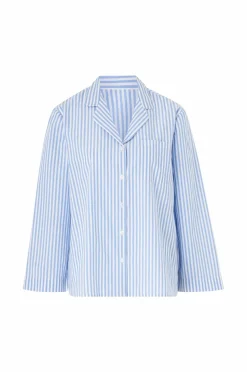 Ellos Collection Pyjamasskjorte med krave og revers blå New