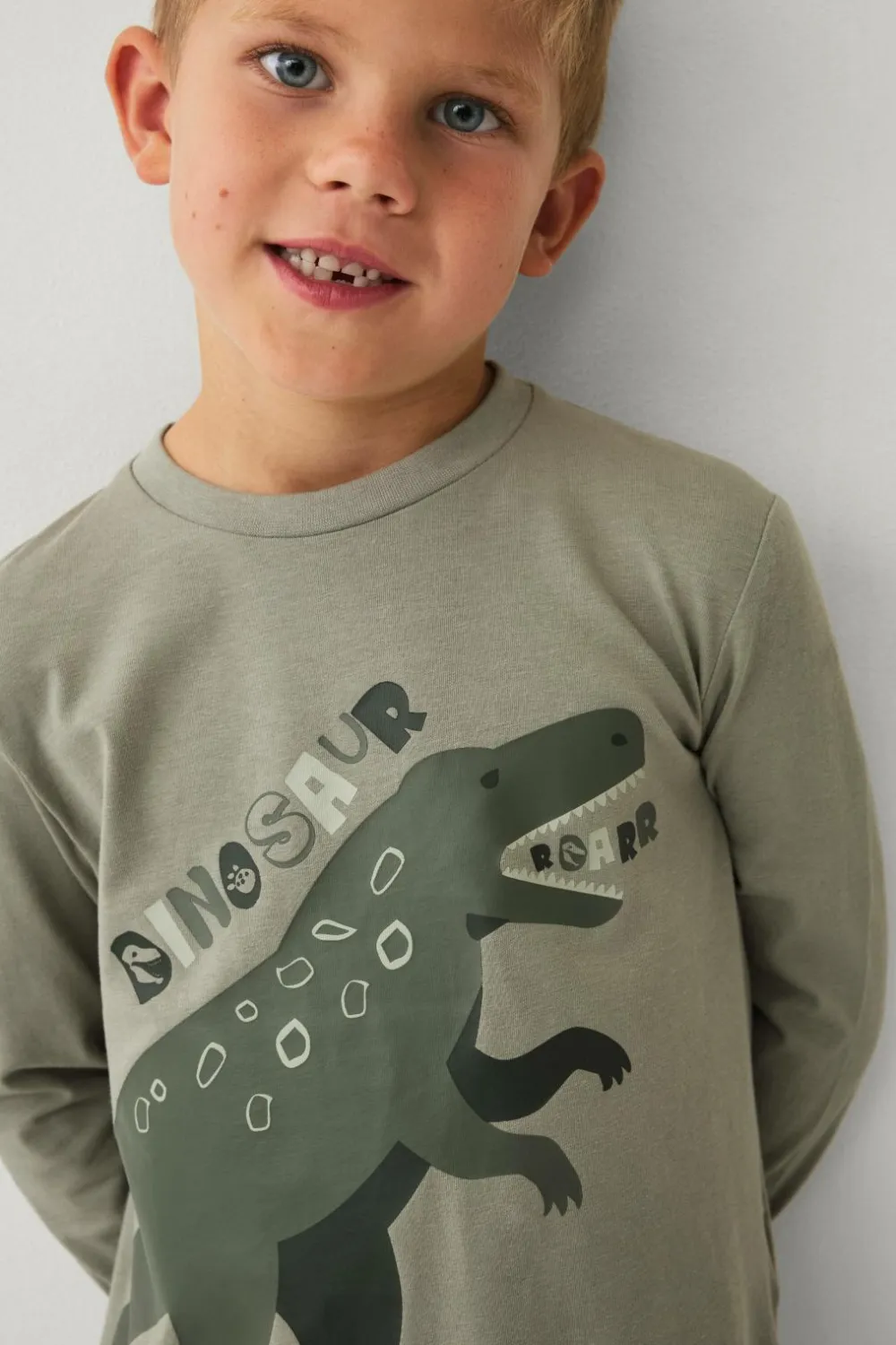Ellos Nattøj & Homewear>Collection Pyjamas med tryk Grøn Dino