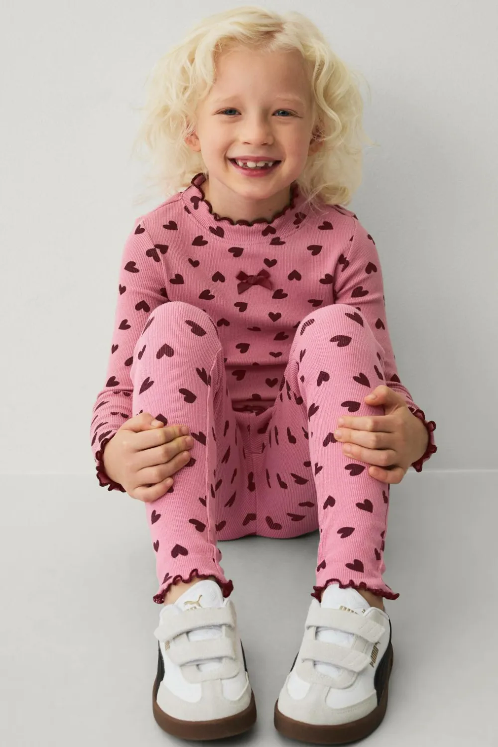 Ellos Collection Ribbede leggings Rosa mønstret Online