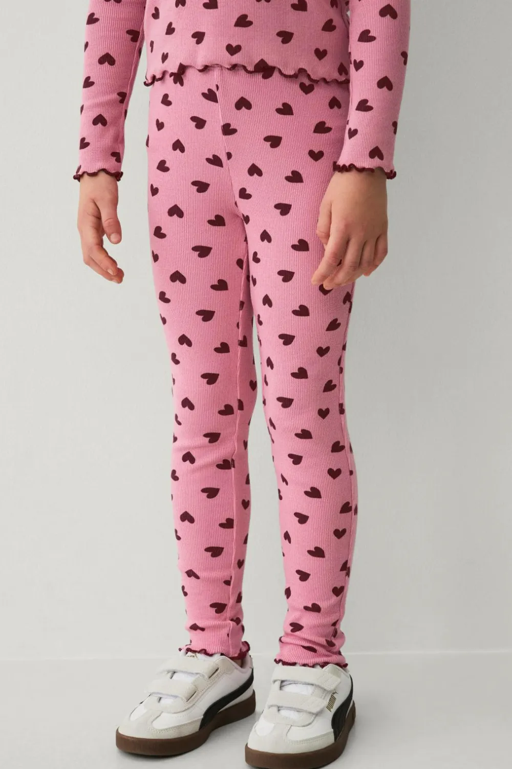 Ellos Collection Ribbede leggings Rosa mønstret Online