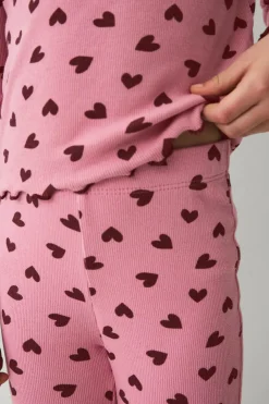 Ellos Collection Ribbede leggings Rosa mønstret Online