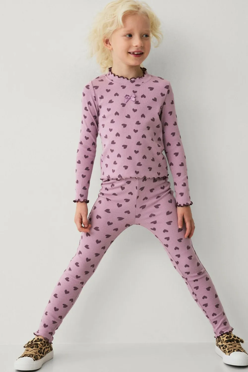 Ellos Bukser & Leggings>Collection Ribbede leggings Lilla mønstret