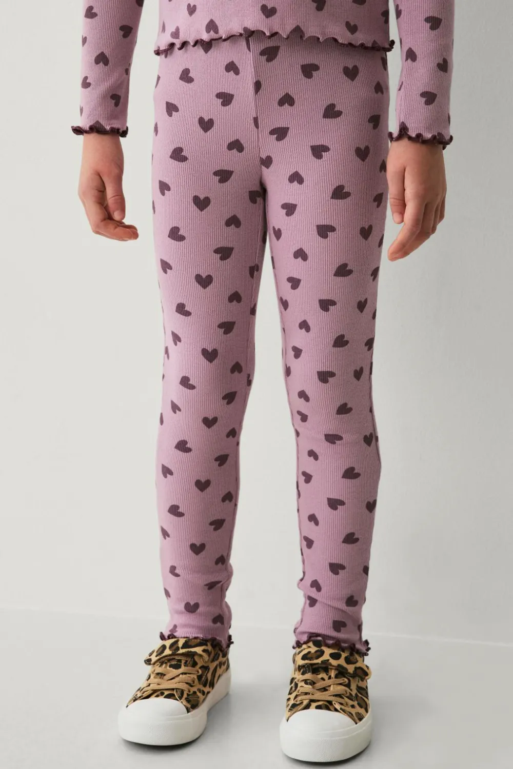 Ellos Bukser & Leggings>Collection Ribbede leggings Lilla mønstret