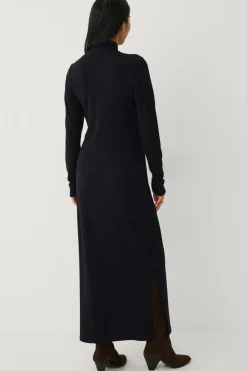 Ellos Collection Ribbet kjole med halv halfzip sort Discount