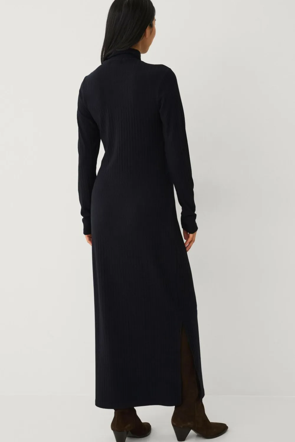 Ellos Collection Ribbet kjole med halv halfzip sort Discount