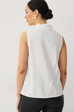 Ellos Collection Ærmeløs bluse hvid Outlet