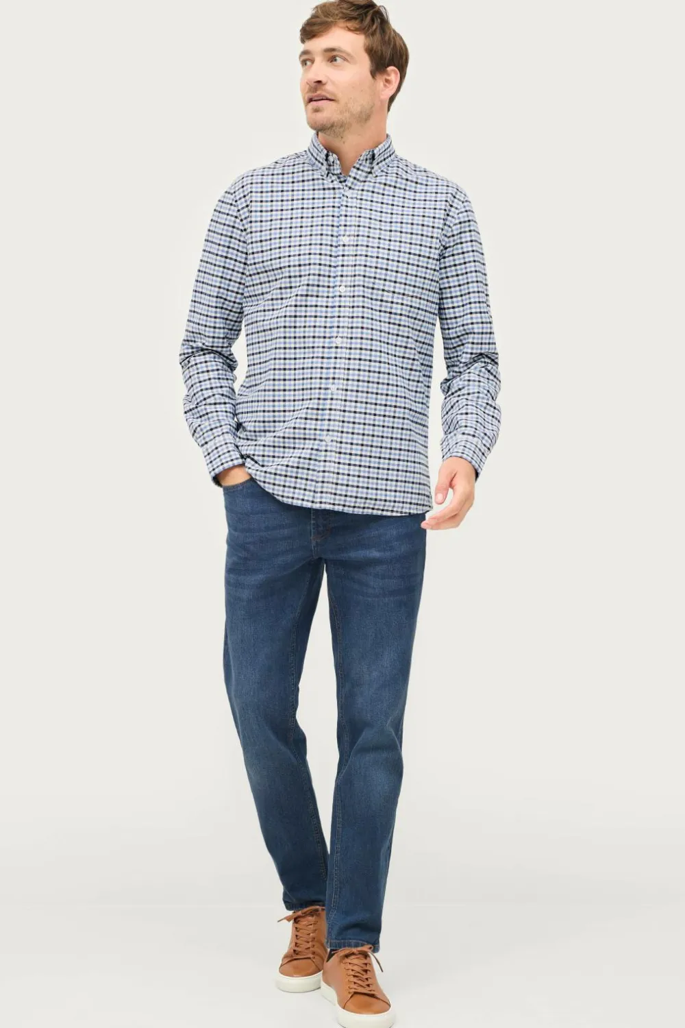Ellos Collection Skjorte Jake Oxford Blåternet New