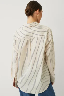 Ellos Collection Skjorte med lange ærmer Beige stribet Hot