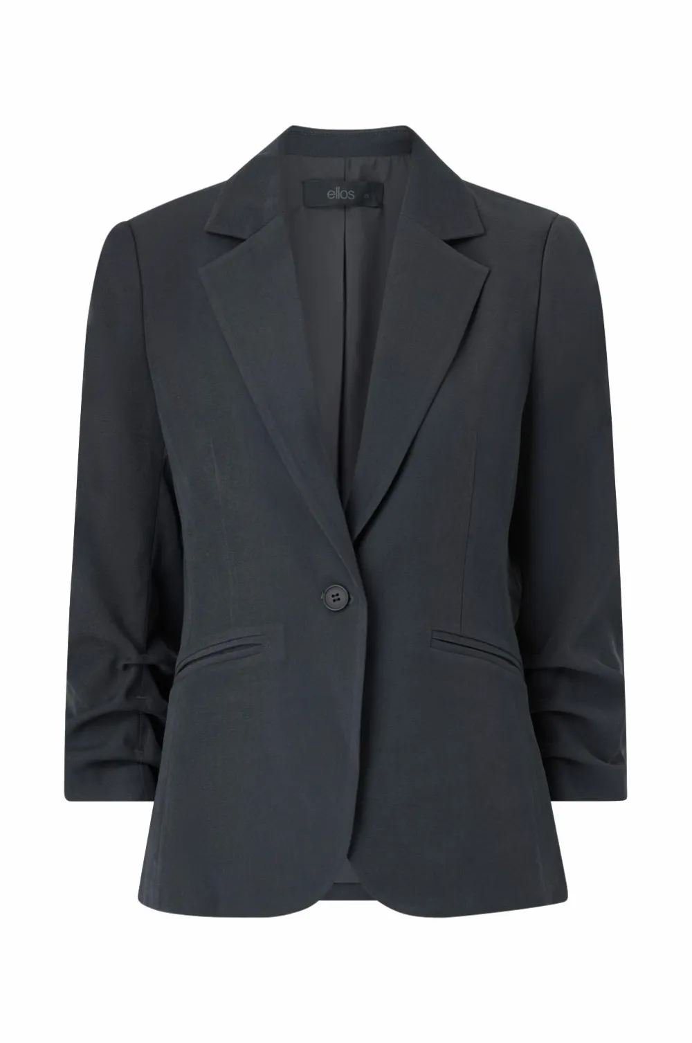 Ellos Blazere & Veste>Collection Smal pasform habitjakke med krøllede ærmer Mørkeblå