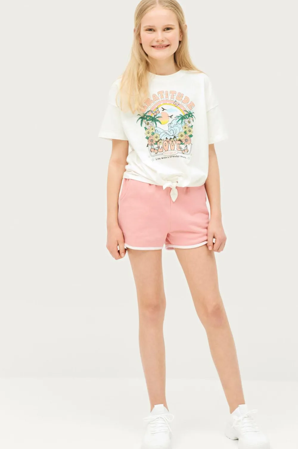 Ellos Sæt Til Børn>Collection Sæt Nathalie med top og sweatshorts Offwhite