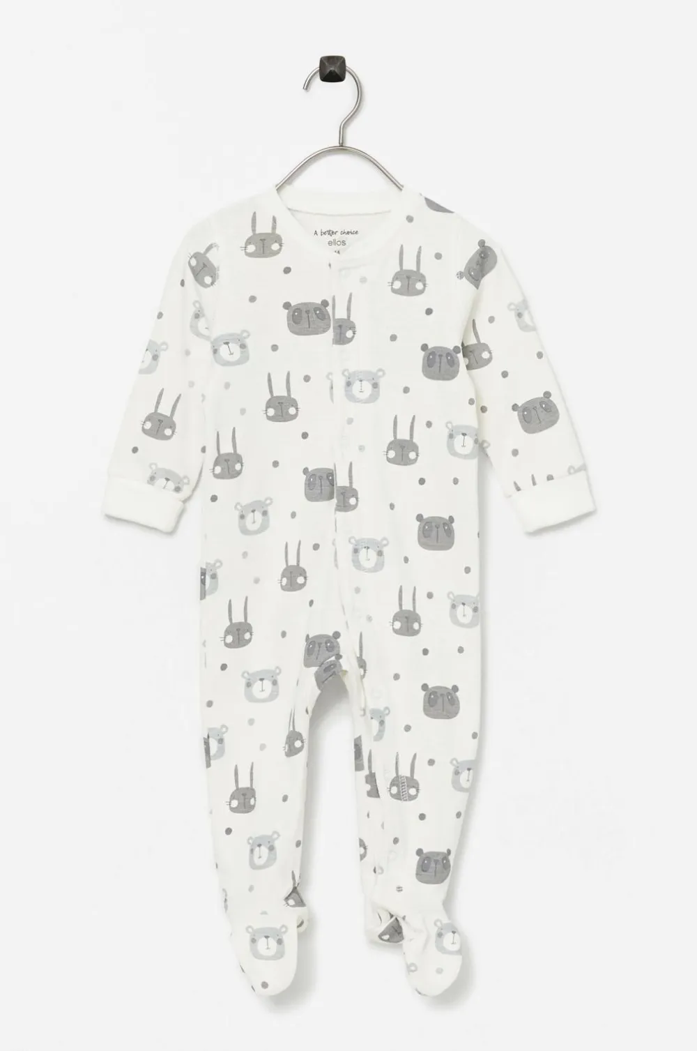 Ellos Nattøj & Homewear|Bukser, Jeans & Leggings>Collection Startset 5pcs Jade Baby Hvid kaninmønstret + gråstribet