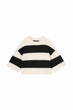 Ellos Collection Strikket top beige/sort randig Best