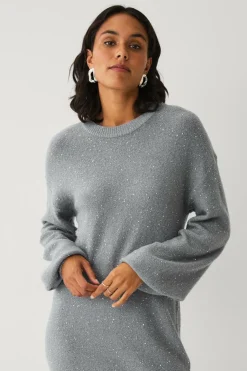 Ellos Collection Strikket kjole med pailletter Grå Discount