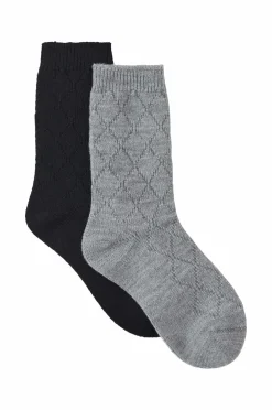 Ellos Collection Strømper 2-pack Lysegrå + sort Discount