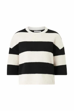 Ellos Collection Strikket top Beige/sort randig Hot