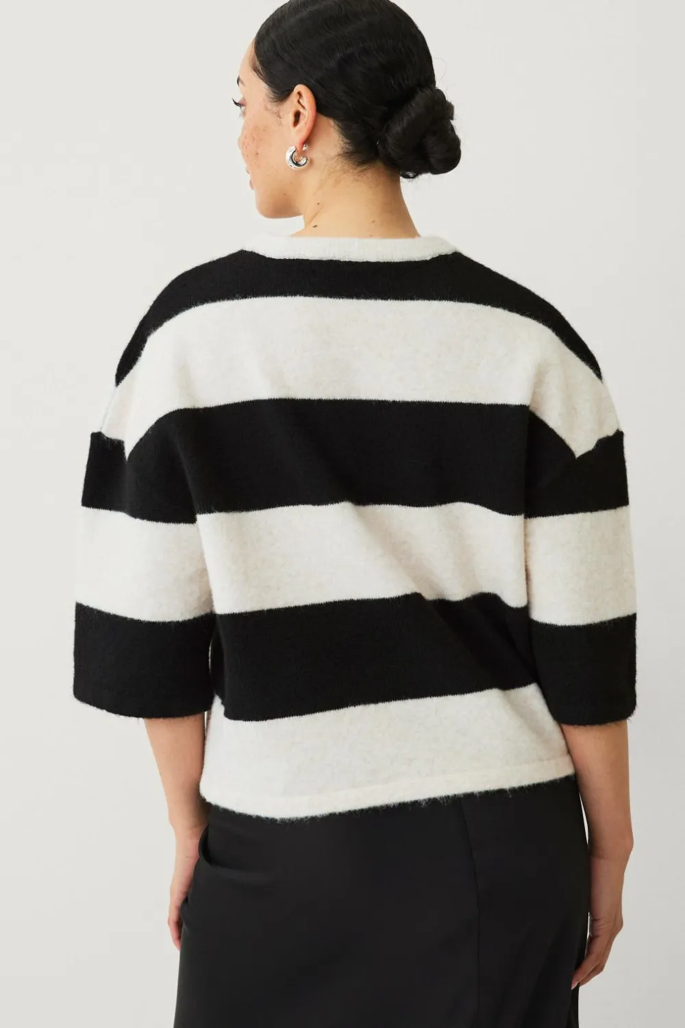 Ellos Collection Strikket top Beige/sort randig Hot