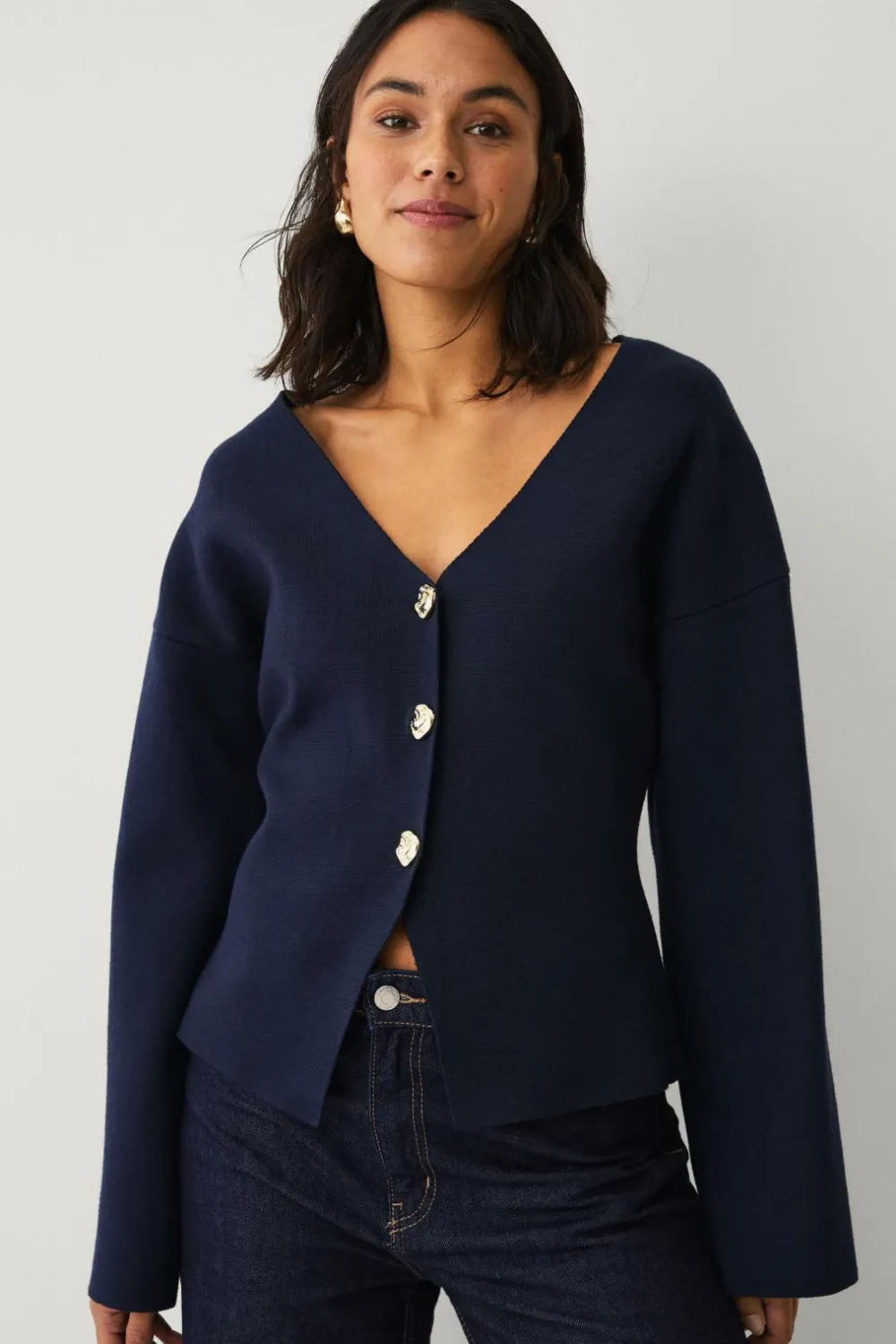 Ellos Blazere & Veste>Collection Strikket jakke Blå
