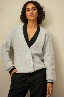 Ellos Collection Strikket cardigan af høj kvalitet Gråmeleret New