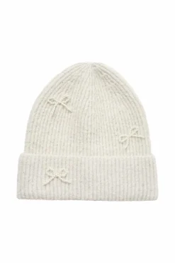 Ellos Collection Strikhue med sløjfedetaljer i perle creme Clearance