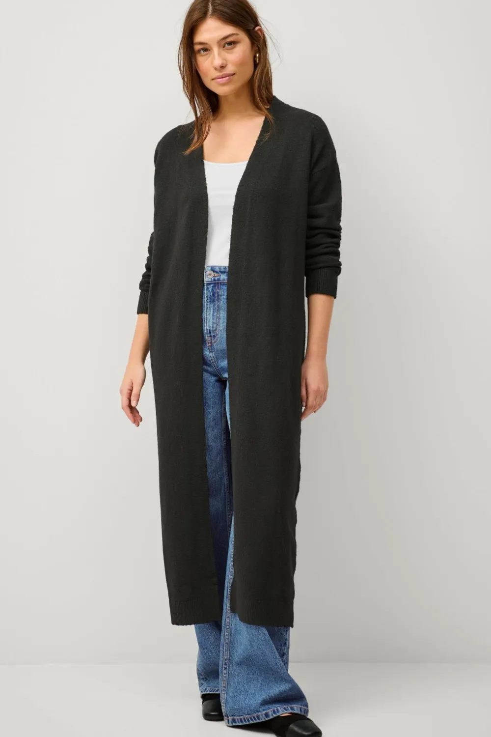 Ellos Trøjer & Cardigans>Collection Strikket maxi-cardigan Sort