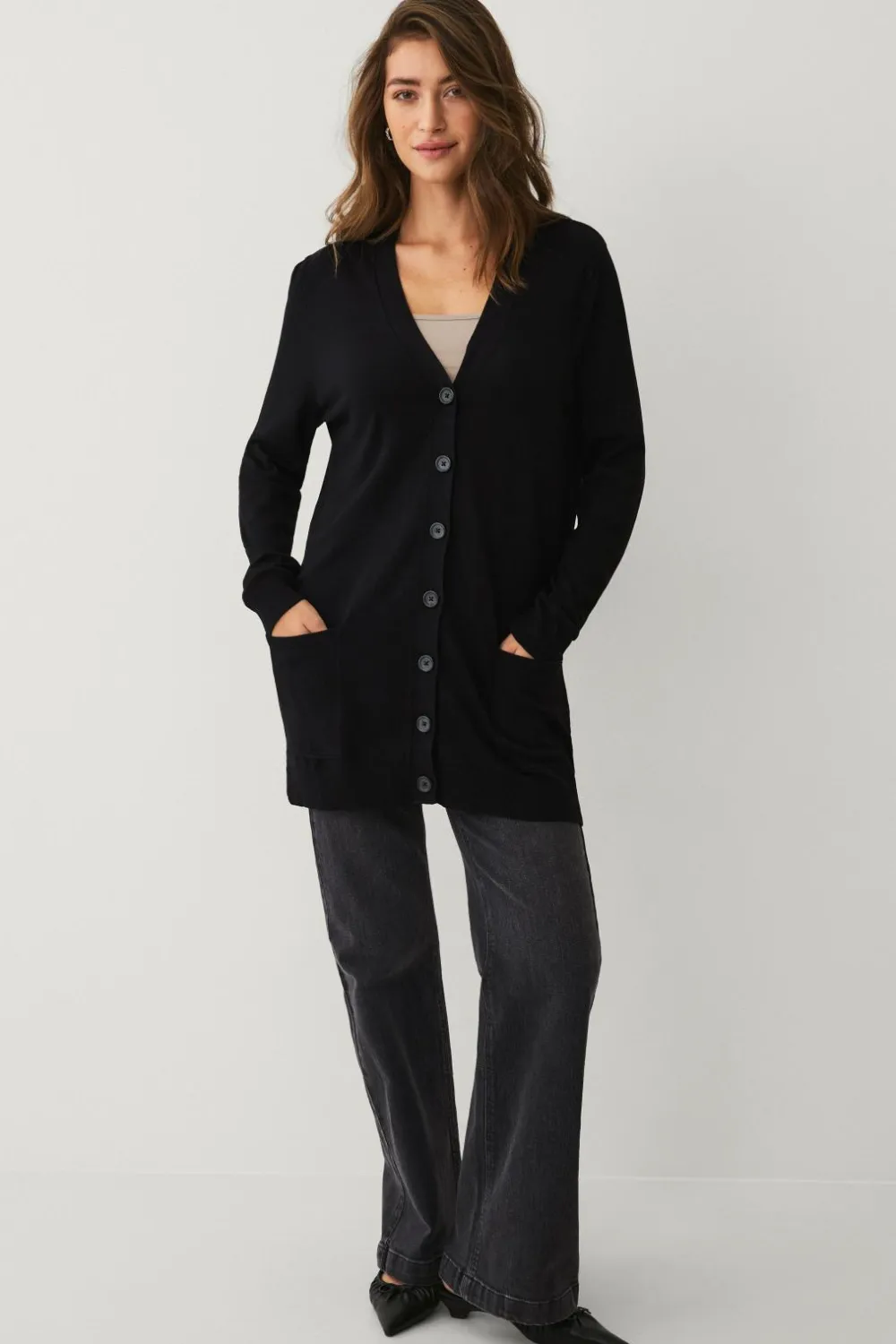Ellos Collection Strikket cardigan med lommer Sort Online