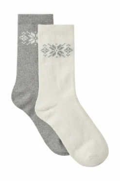 Ellos Collection Strømper 2-pack Gråmønstret + hvid Sale