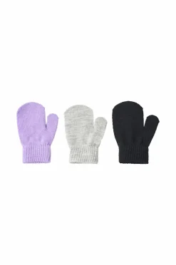 Ellos Accessories>Collection Strikkede vanter 3-pak lilla+grå+sort