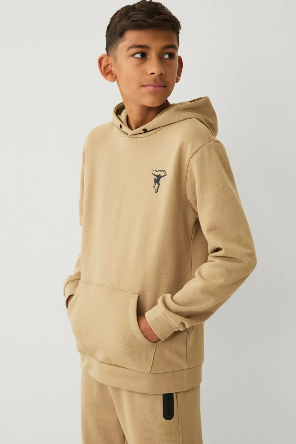 Ellos Collection Sweatshirt med hætte og print beige Hot