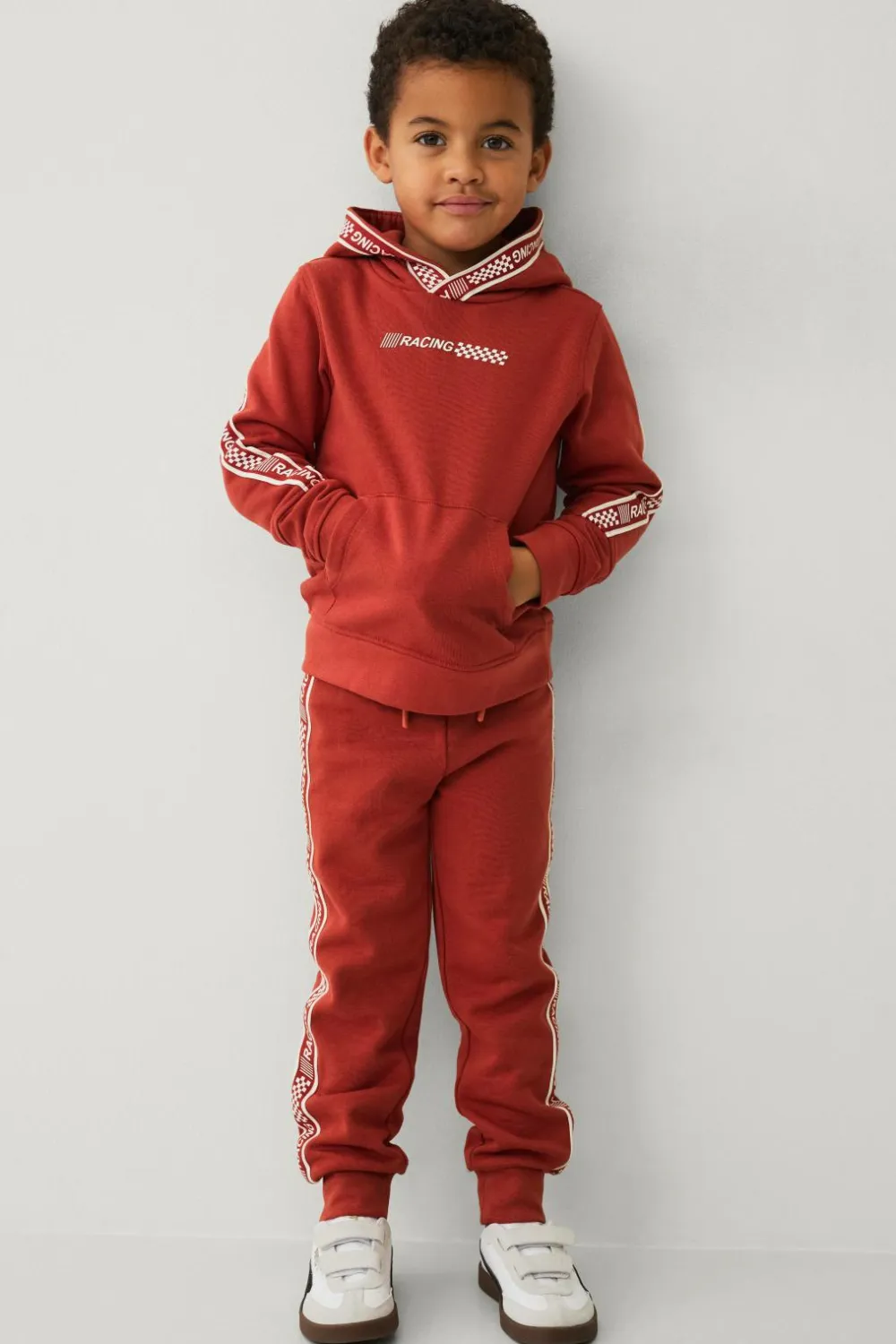 Ellos Collection Sweatshirt med hætte og print Brun