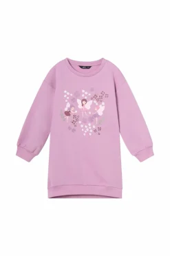 Ellos Collection Sweatshirtkjole med tryk lilla Discount