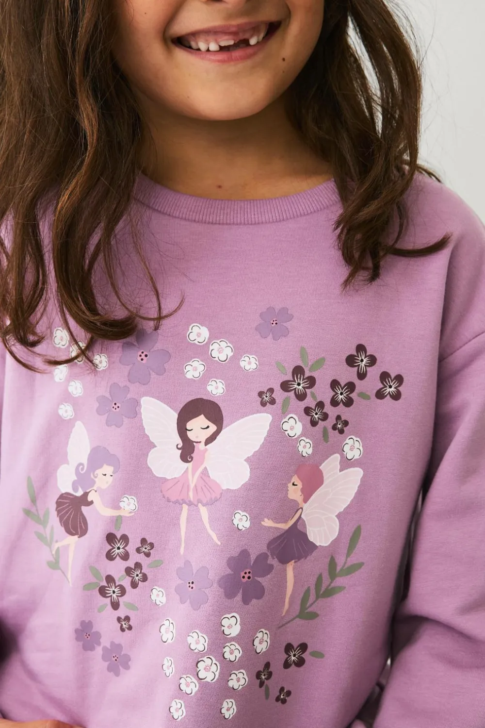 Ellos Collection Sweatshirtkjole med tryk lilla Discount