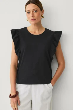 Ellos Toppe & Tank-Toppe>Collection Top med flagrende ærme Sort
