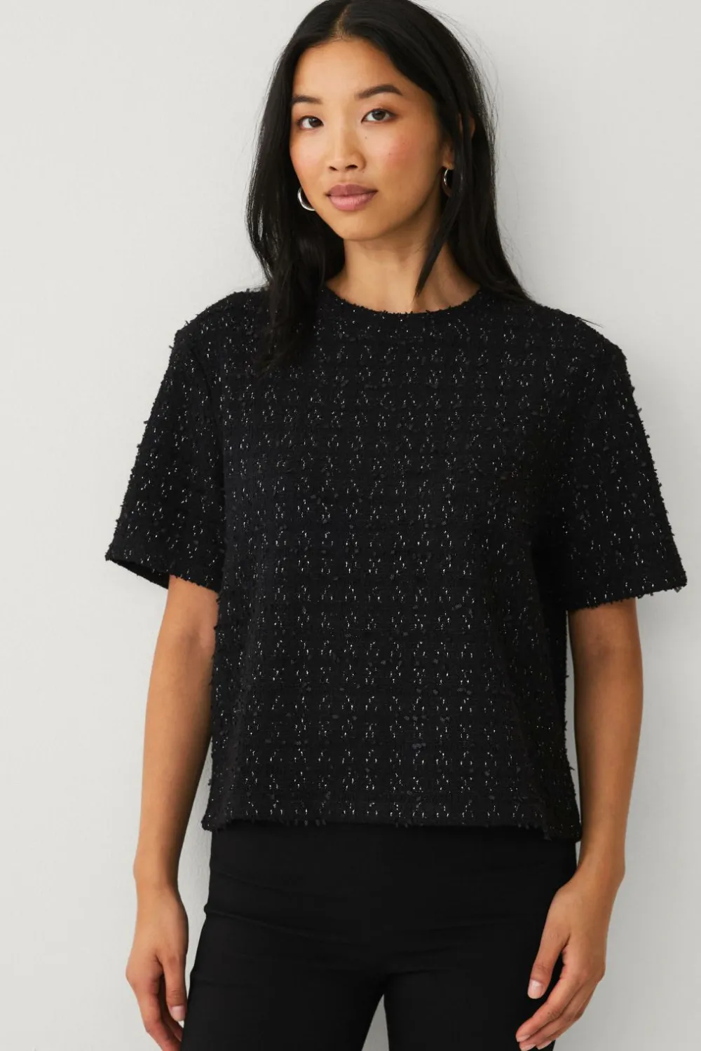 Ellos Toppe & Tank-Toppe>Collection Top med korte ærmer sort