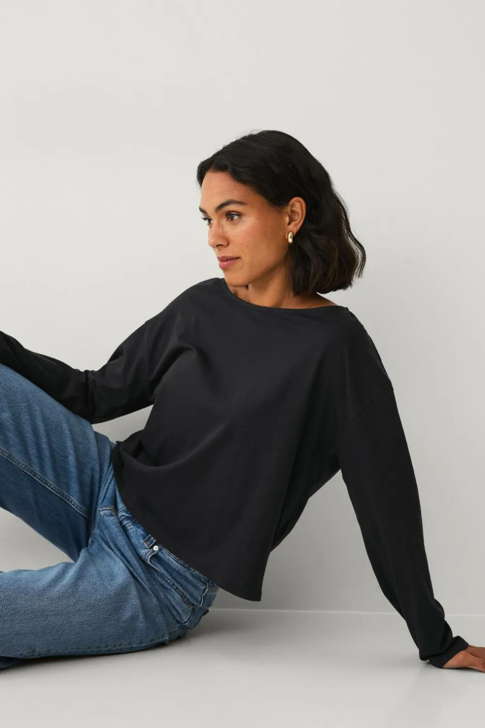 Ellos Collection Top med afslappet pasform Sort Online