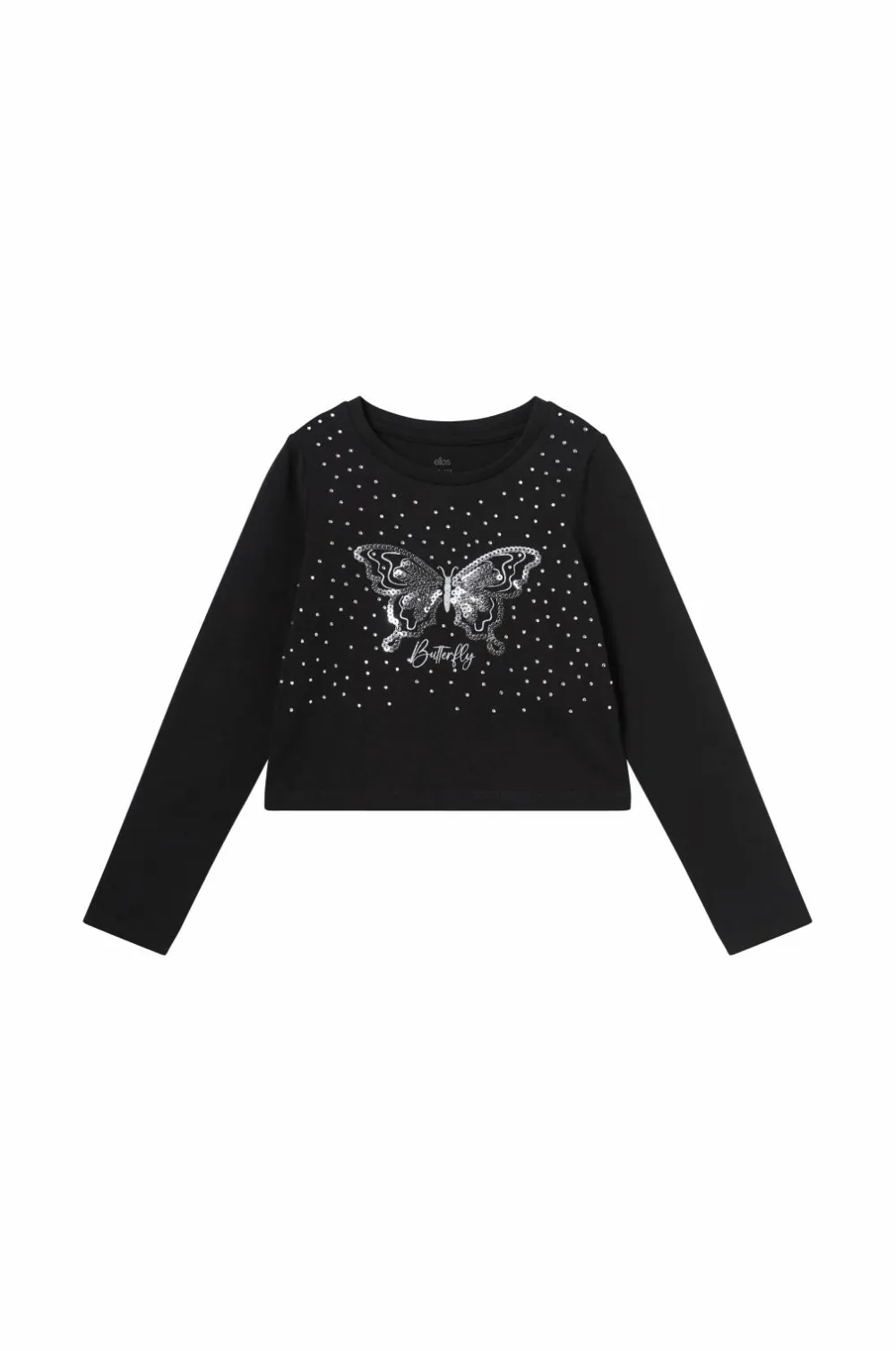 Ellos Toppe & T-Shirts>Collection Top Isla S Girl Sort med sølv print foran