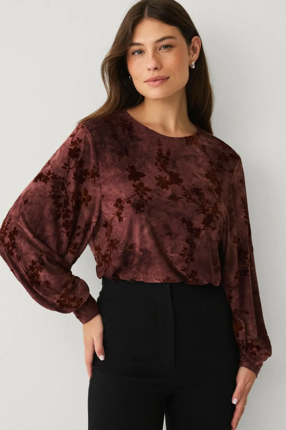 Ellos Collection Top med ballonærmer Bordeaux Sale