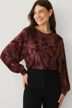 Ellos Collection Top med ballonærmer Bordeaux Sale