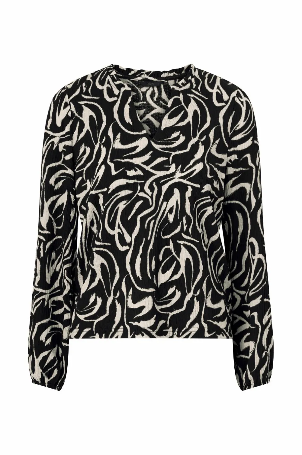 Ellos Collection Top med struktur Sort creme mønstret Online