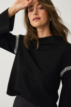 Ellos Collection Top med Bådhals sort Clearance