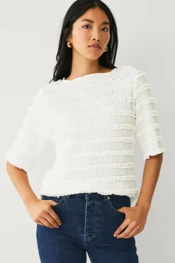 Ellos Toppe & Tank-Toppe>Collection Top med flæsekanter cremehvid