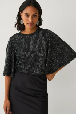 Ellos Collection Top med sommerfugleærme sort Best