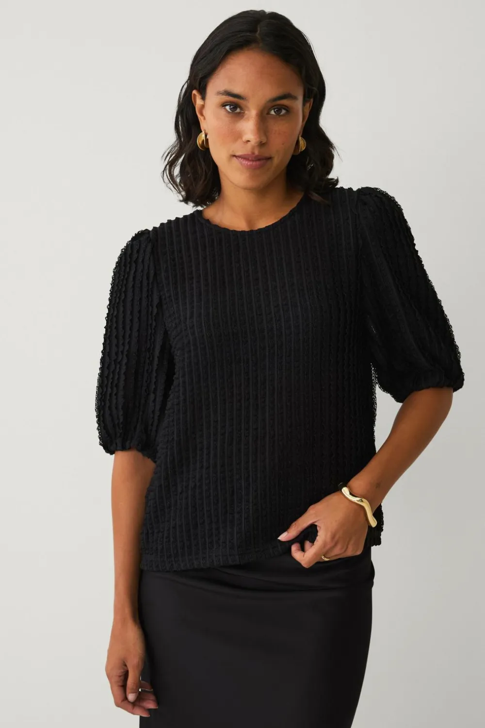 Ellos Toppe & Tank-Toppe>Collection Top med struktur Sort