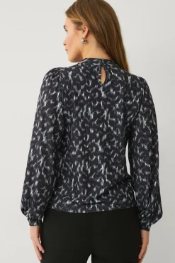 Ellos Collection Top Sort creme mønstret Outlet